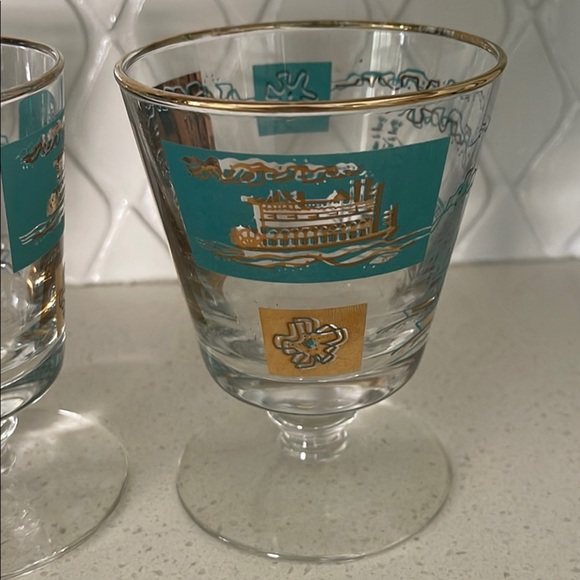 Libbey Vintage Gold and Teal “Southern Comfort” Drinkware Set - Picture 5 of 6